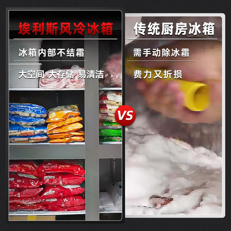 埃利斯(AILISI)厨房冰箱风冷 玻璃门商用厨房冰箱冰柜 风冷厨房冰箱后厨食堂保鲜设备 全铜管LS-1200(大两门)高清大图