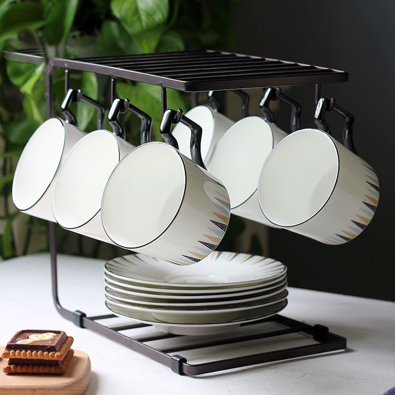 现代简约铁艺杯架水杯架沥水杯架子咖啡杯马克杯晾杯子架置物架 6杯