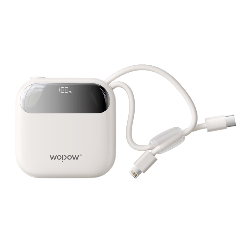 沃品LW09 10000mAh 磁吸无线充带线移动电源 绿色高清大图