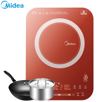美的(Midea)电磁炉 C21-QH2131 恒匀火 整版滑动触摸 NEG面板 10档火力 电磁炉(赠汤锅+炒锅)