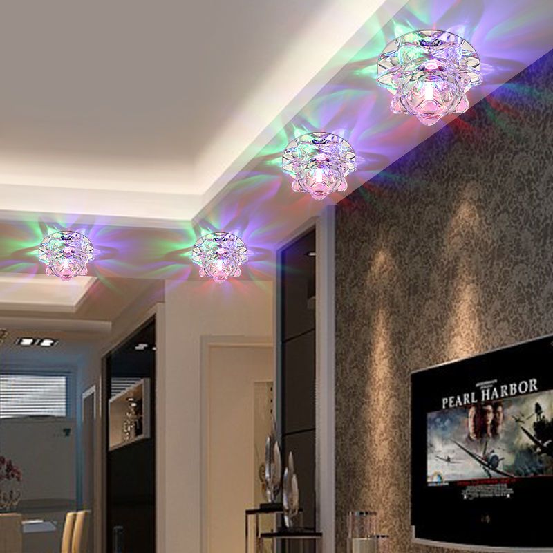 客厅水晶射灯天花灯筒灯吊顶牛眼灯75公分孔灯走廊过道灯