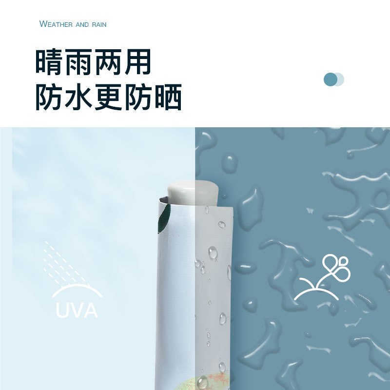 雨伞手开水果卡通伞折叠黑胶防晒遮阳晴雨两用太阳伞耐用-手动八骨黑胶-橘子T91038|55*8K