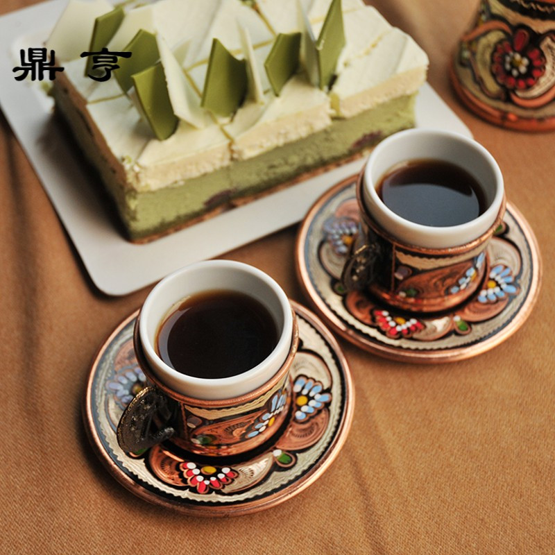鼎亨欧式小土耳其彩绘espresso手工咖啡杯茶杯套装