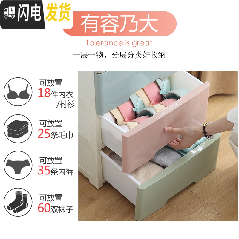三维工匠加厚大号抽屉式收纳柜塑料收纳箱宝宝衣柜玩具整理箱儿童储物柜子高清大图