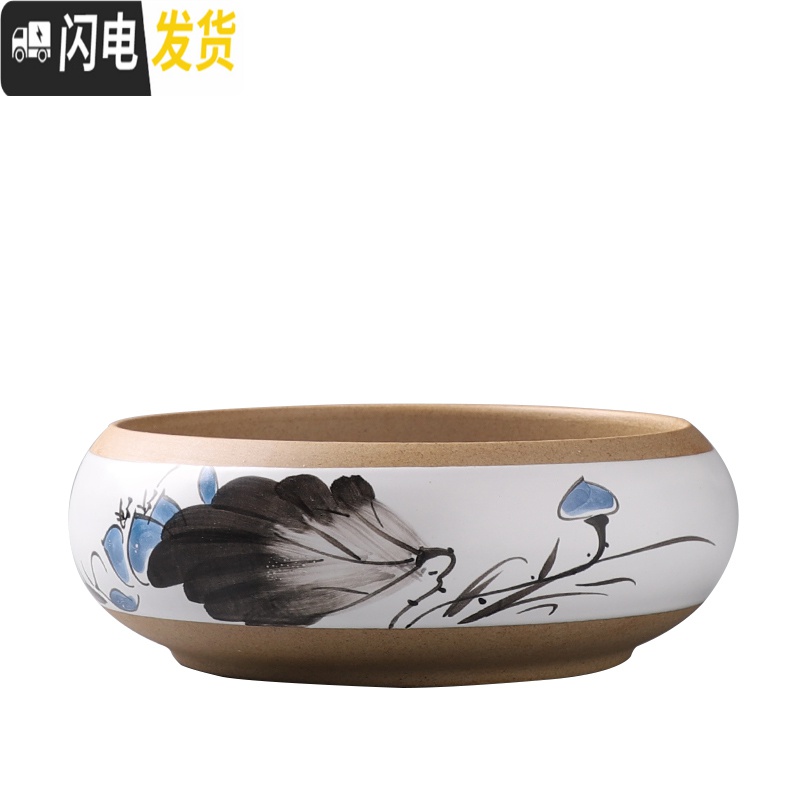 三维工匠水仙花盆陶瓷大口径无孔铜钱碗莲一叶莲室内大号水培盆 图片款式两个一组 大花盆容器高清大图
