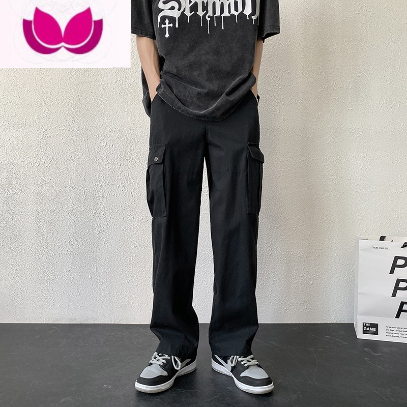 七斓日系复古cityboy工装裤男款美式卡其色裤子高街潮牌ins九分裤