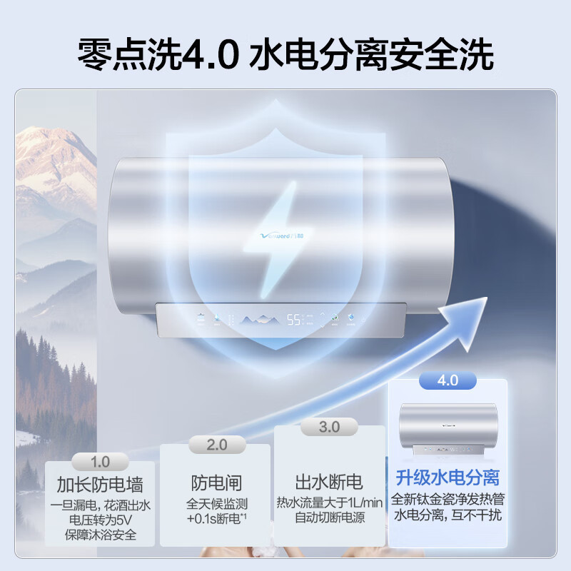 万和(Vanward)[气泡洗润养肤 长白山R8Pro]80升电热水器 杀菌去农残 FOF抑垢鲜活水免镁3300W速热
