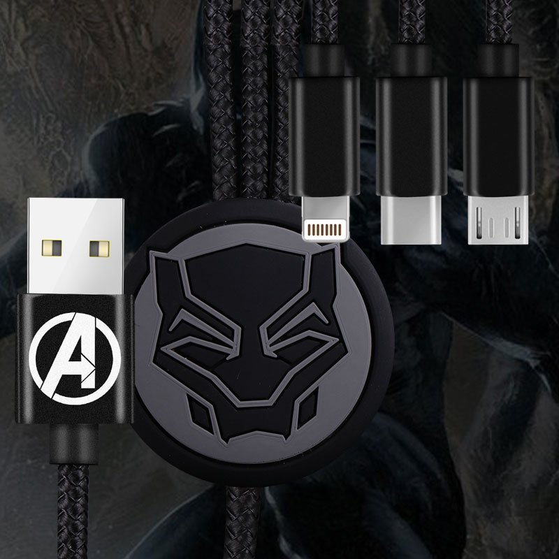 Marvel漫威 1.5米 三合一 数据线 极旋系列-黑豹