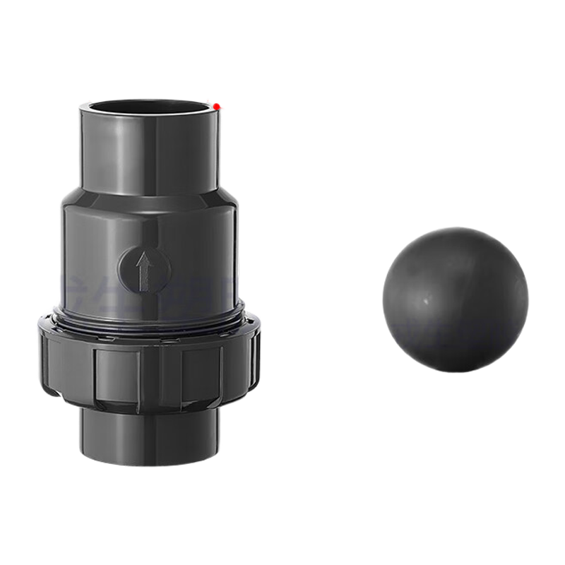 鸣固  UPVC球型止回阀单向阀水管立式逆止流水阀中间阀工业PVC管件配件 DN80(内径90mm)全球款高清大图