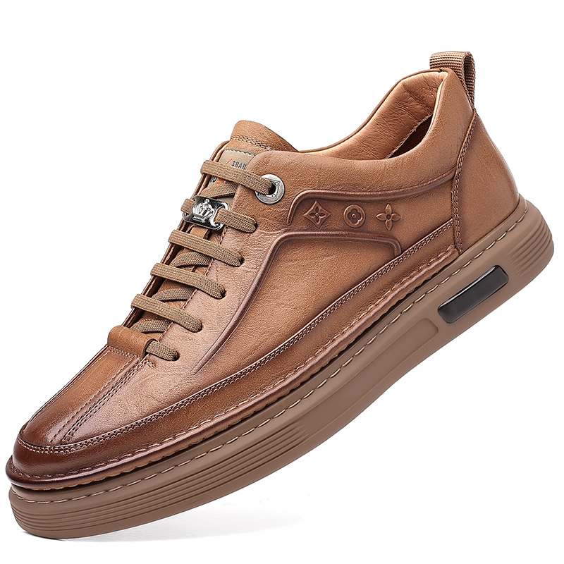 骆驼潮轻奢品牌男鞋秋冬新款男士牛皮系带商务休闲皮鞋青年潮流时尚