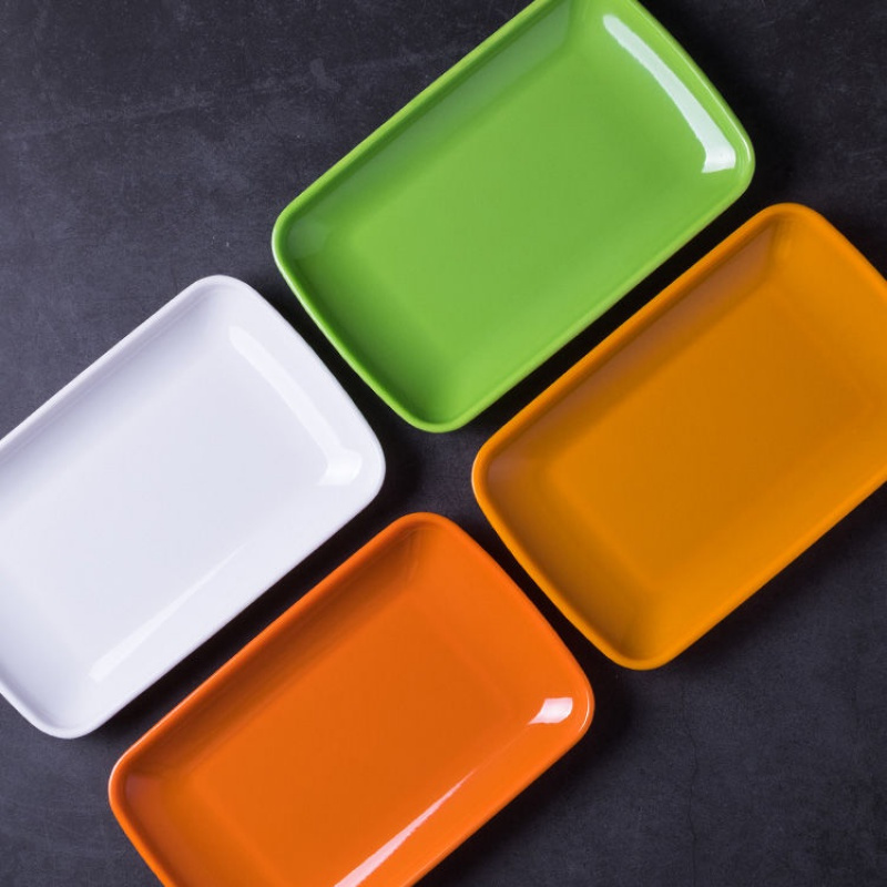 密胺肠粉盘长方形塑料盘子火锅店生菜盘商用炒饭炒面碟子盖浇饭盘绿色