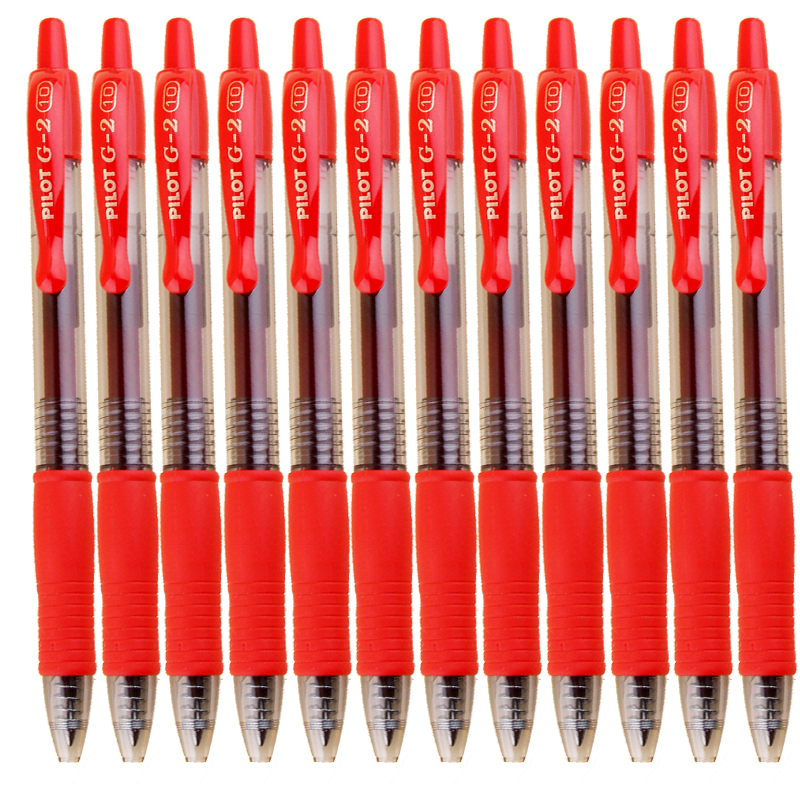 百乐(PILOT)BL-G2-10按动中性笔1.0mm 按制式大容量水笔 黑色/红色 日本品牌