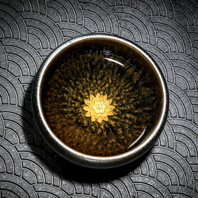 金镶玉 银花盏 茶杯 建盏杯主人杯窑变盏陶瓷杯镶银雨滴盏品茗杯 容量100ml 口径8cm高清大图