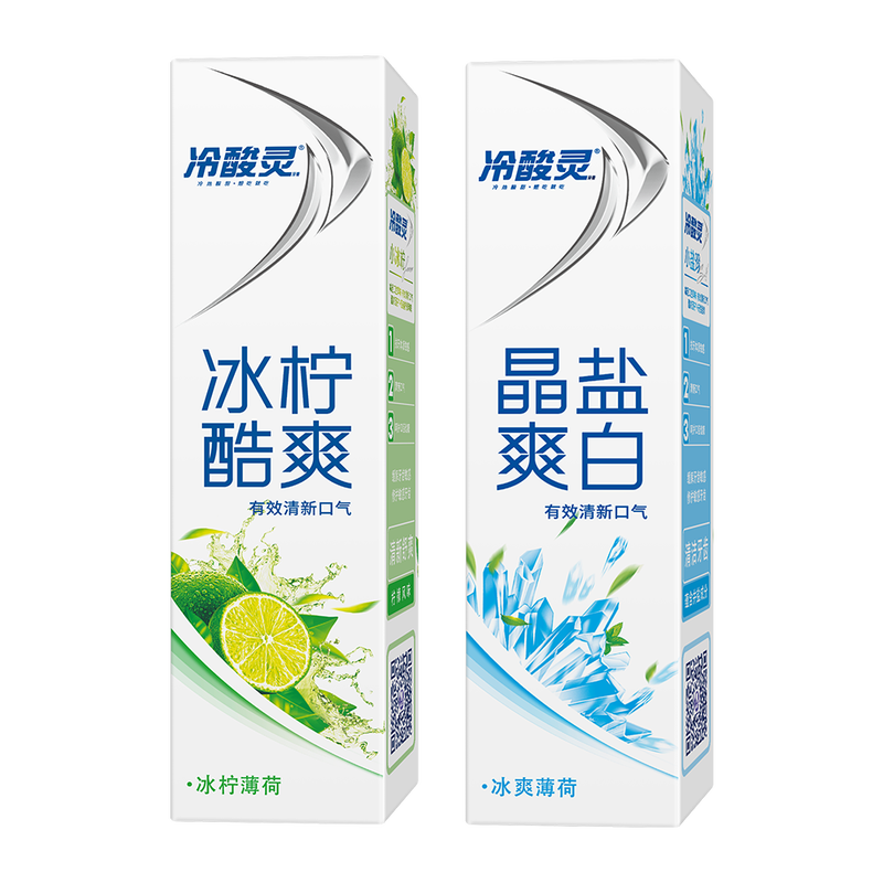 冷酸灵冰柠酷爽竖式牙膏130克+晶盐爽白竖式牙膏130克 6902132084030+6902132084023