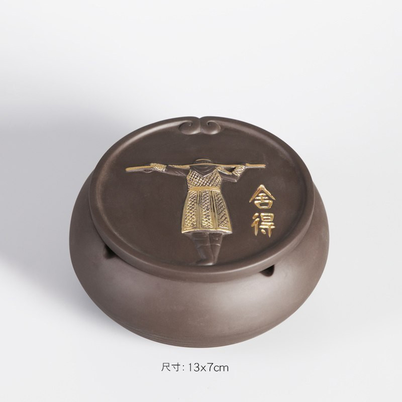 美帮汇紫砂烟灰缸茶具配件茶道茶洗茶渣桶陶瓷小号水盂笔洗茶桌摆件高清大图