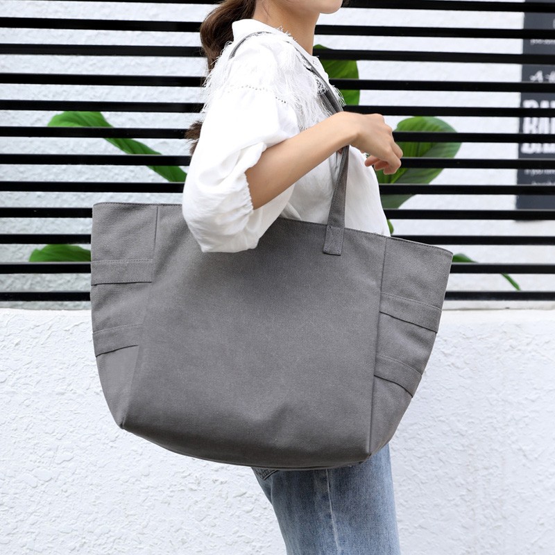 福源大包帆布包女单肩手提大容量布兜布袋纯色轻便简约女士背包时尚