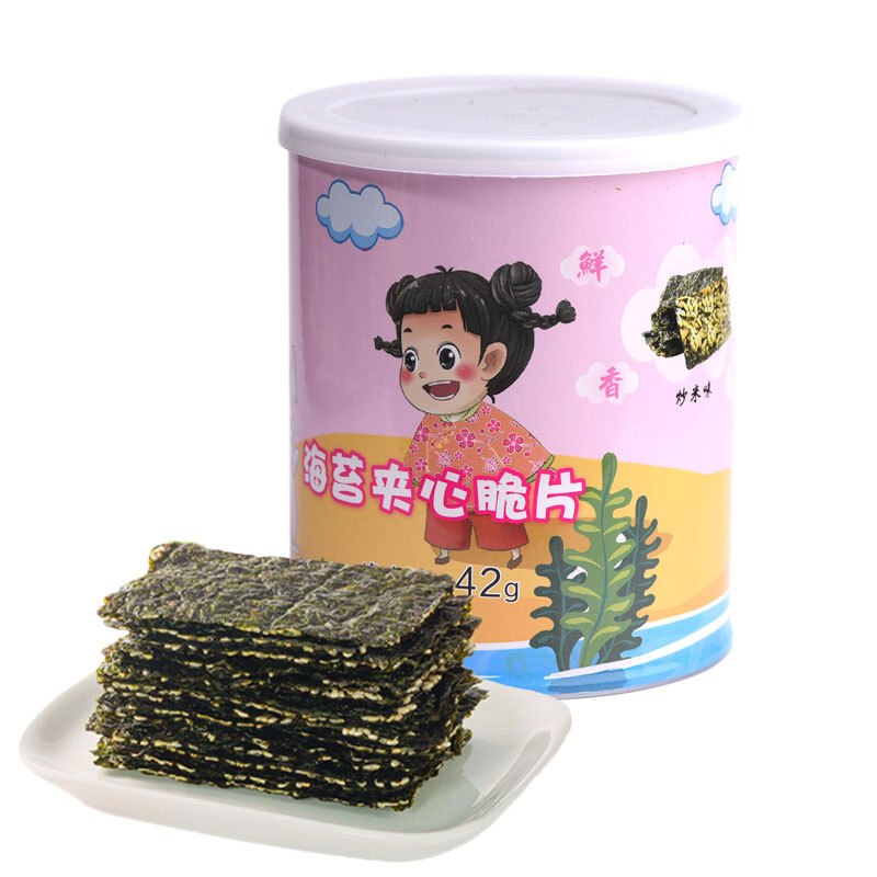 【南瓜子】山水说夹心海苔罐装即食儿童芝麻原味炒米巴旦木南瓜子42克罐装（6罐起售）