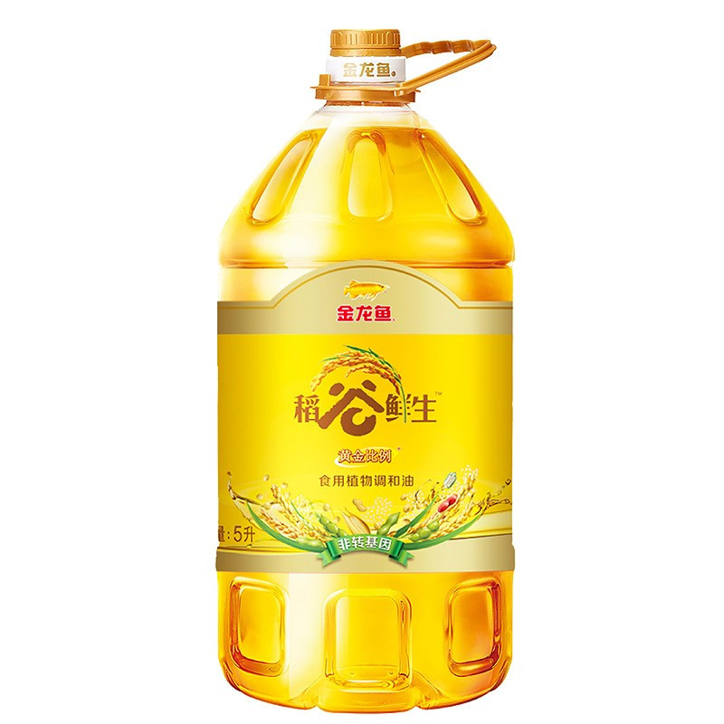 金龙鱼黄金比例稻谷鲜生食用植物调和油5L高清大图
