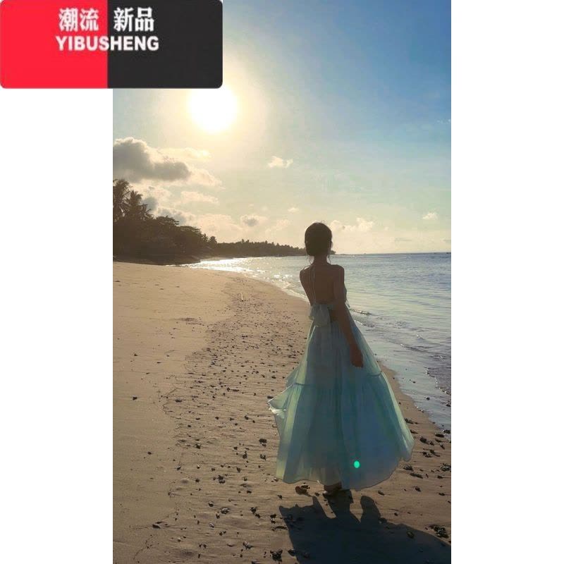 YIBUSHENG海边拍照仙吊带连衣裙云南三亚旅行初恋穿搭长裙度假露背仙女裙图片