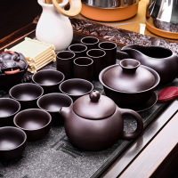 領藝 紫砂功夫茶具套装家用陶瓷泡茶器实木茶盘四合一 圣龙西施配三龙开泰全自动快速炉