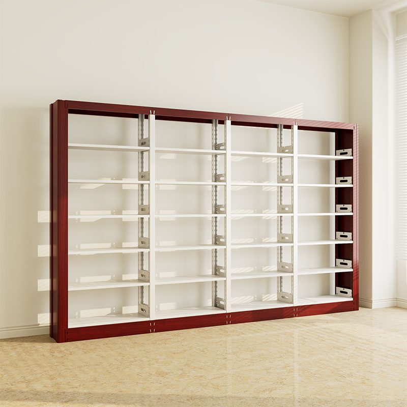 臻远ZY4072629 钢制书架红色资料架 单面6层一列四组 3700*300*2000mm高清大图