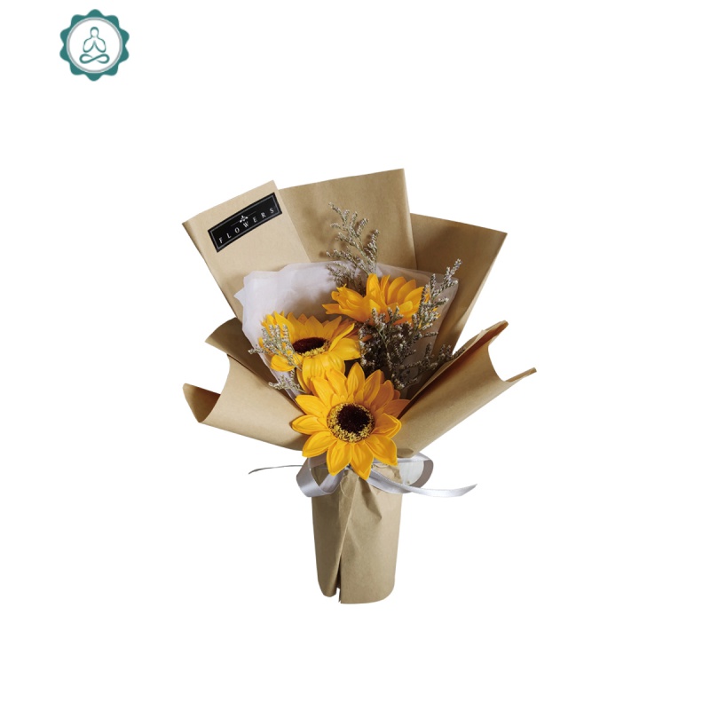 3支向日葵小型花束香皂花仿真花太阳花拍照道具毕业送花生日封后绿色包装3朵向日葵仿真植物图片 高清实拍大图 苏宁易购