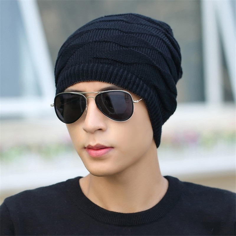帽子男士冬季针织帽毛线帽男韩版潮冬天户外时尚包头帽套头帽青年
