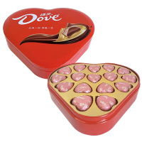 德芙丝滑牛奶巧克力6-18颗礼盒装铁盒装诞生礼伴手礼婚庆结婚喜糖 心语5.3g*16粒红色心形
