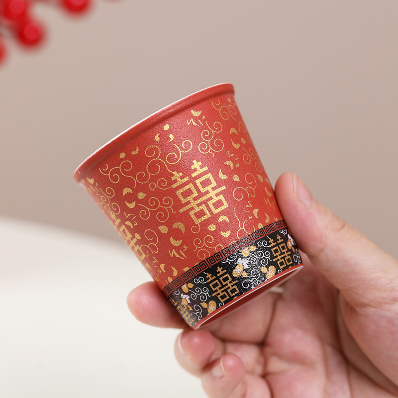 MULTIPOTENT功夫茶杯陶瓷婚庆中国红吾家有喜泡茶杯主人杯单杯婚宴喜庆茶杯