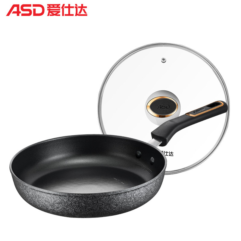 爱仕达(ASD) 煎锅 JL28C3WG 28CM不粘煎锅 黑曜冰裂纹 轻油易洁 电磁炉通用 不粘锅