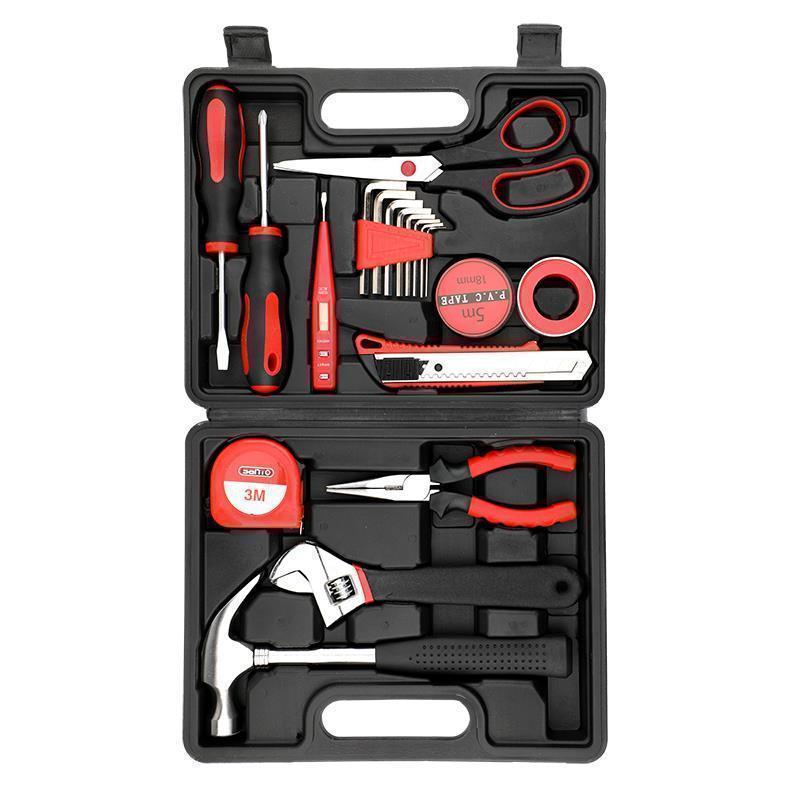 赛拓(SANTO)家用维修工具箱 五金工具 螺丝刀锤子扳手家用工具19件套0373工具组套