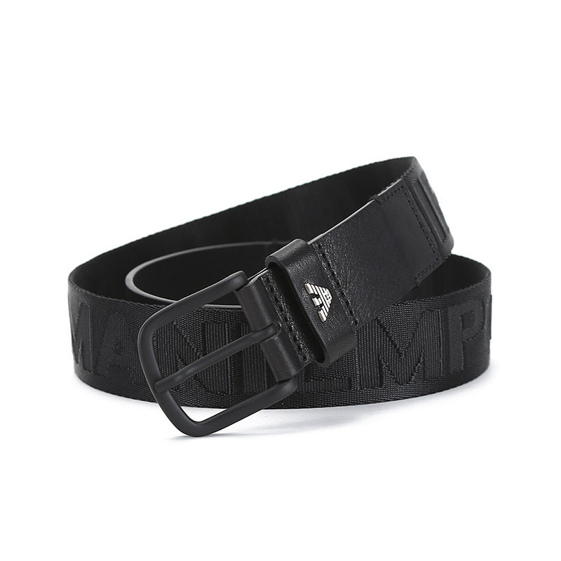 emporioarmani阿玛尼男士织物牛皮革不可裁剪针扣皮带腰带y4s467y066g