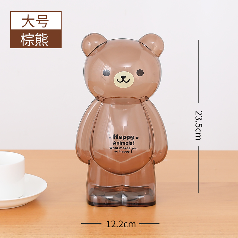 透明存钱罐儿童大容量储蓄罐卡通网红可爱防摔塑料储钱罐硬币女孩 三维工匠 棕色[大号]★可存600硬币热卖推荐高清大图