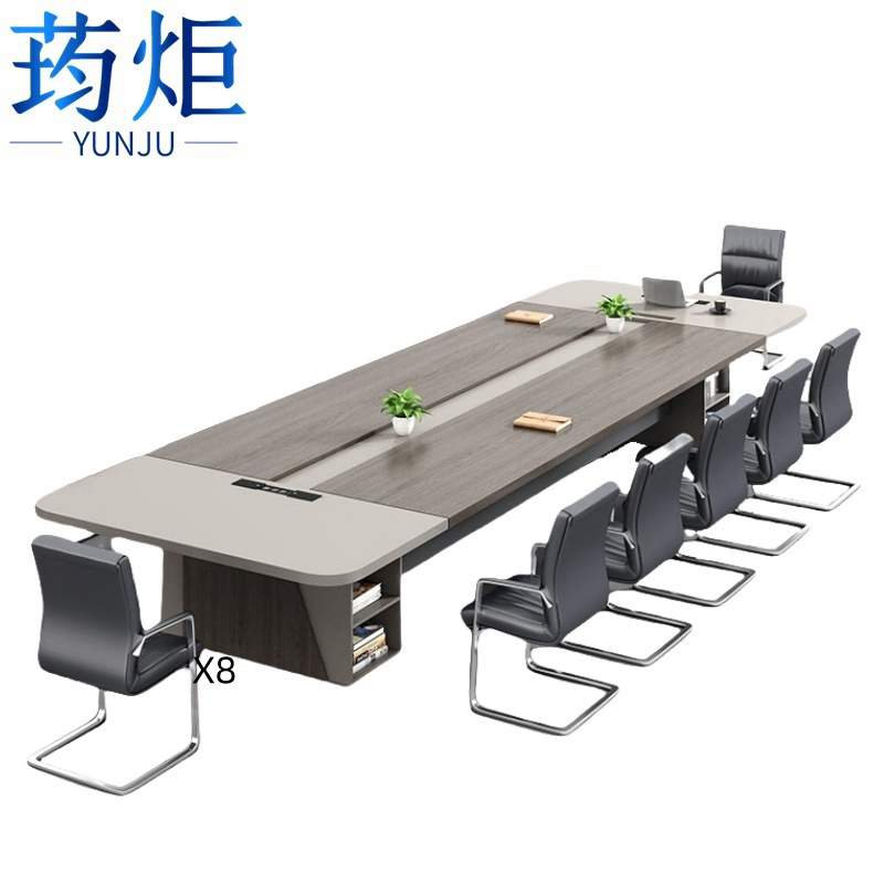 荺炬会议桌 2.4*1.2m+8椅组