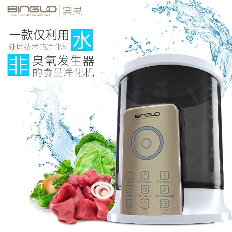 BINGLO 德国宾果果蔬机果蔬清洗机果蔬消毒机家用洗菜机洗肉鱼非臭氧食品净化机全自动多功能分解农残解毒机 金色9L