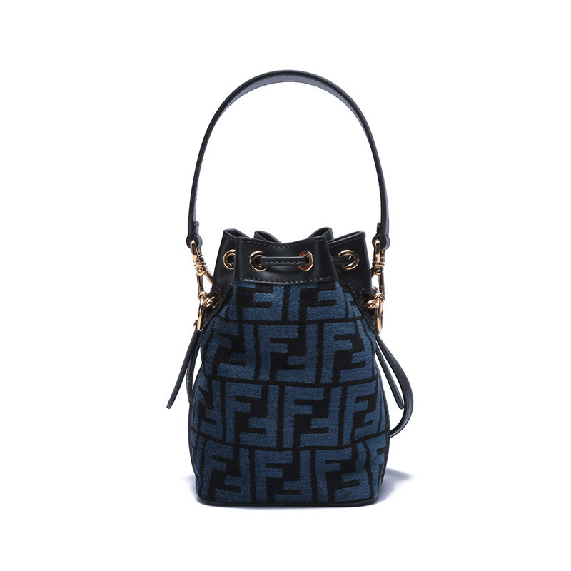 芬迪fendi女士织物配皮montresor手提单肩斜挎包抽绳包水桶包8bs010