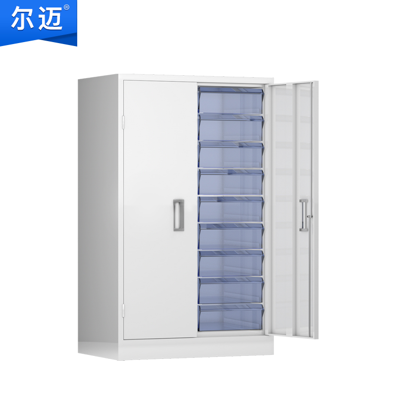 尔迈 A4文件柜A4纸柜效率柜抽屉式文件柜档案归类整理柜单据资料存储柜铁皮柜零件柜 大18抽 带门高清大图