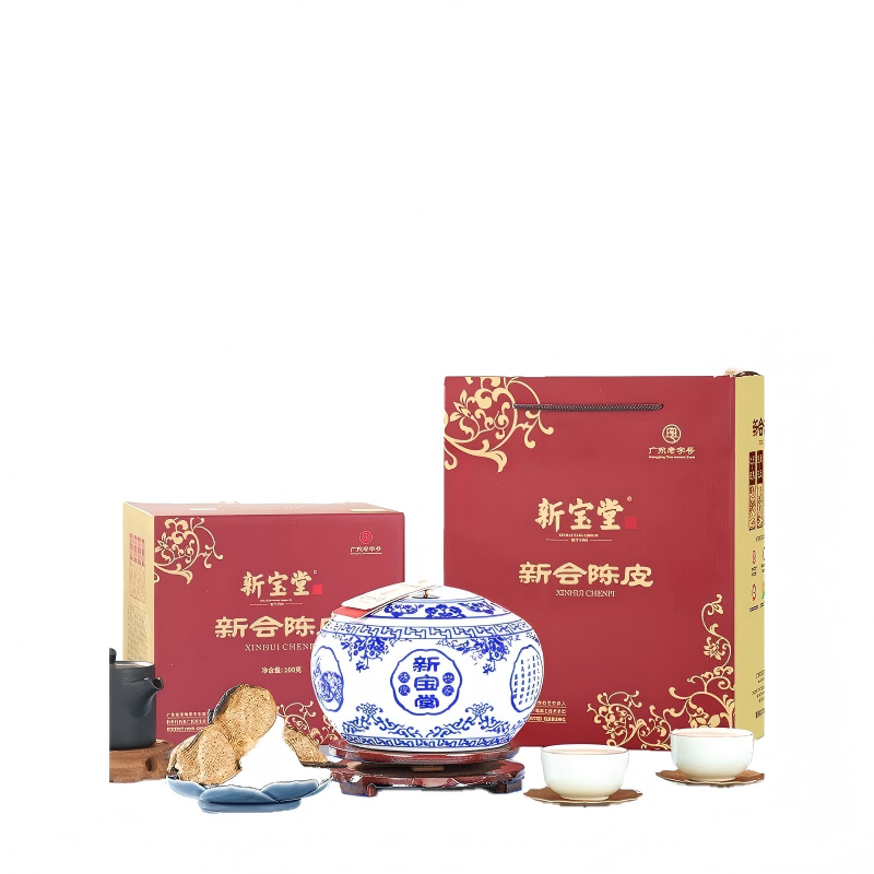 岭南新宝堂 15年青花瓷丰泽瓶新会陈皮100克高清大图