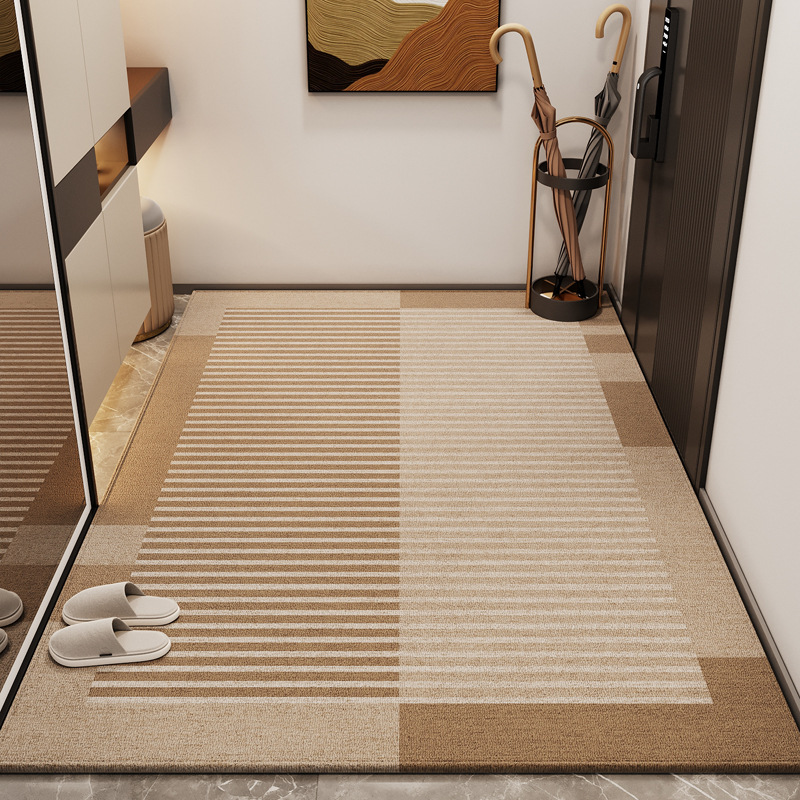 入户门地垫轻奢高级感玄关脚垫耐脏防尘防滑入门地毯进门门口家用 澳德绒-月杠素 100x100cm