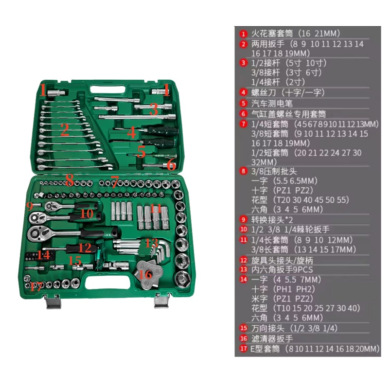 冰将 绿盒121件套简扳手 121件套 盒高清大图