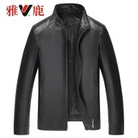 yaloo/雅鹿真皮皮衣皮夹克男 商务休闲立领绵羊皮短款外套