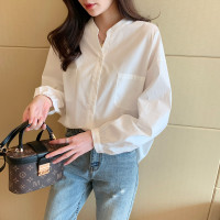 [1折价42.9元叠加优惠券]唐狮秋季新款女净色特殊领型长袖衬衫百搭显瘦时尚休闲通勤