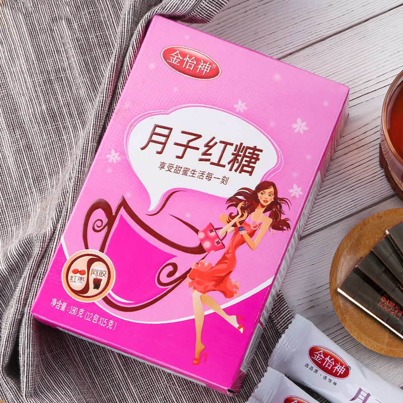 金怡神月子红糖姜茶阿胶红枣红糖姜茶古法熬制老红糖盒装180g*3