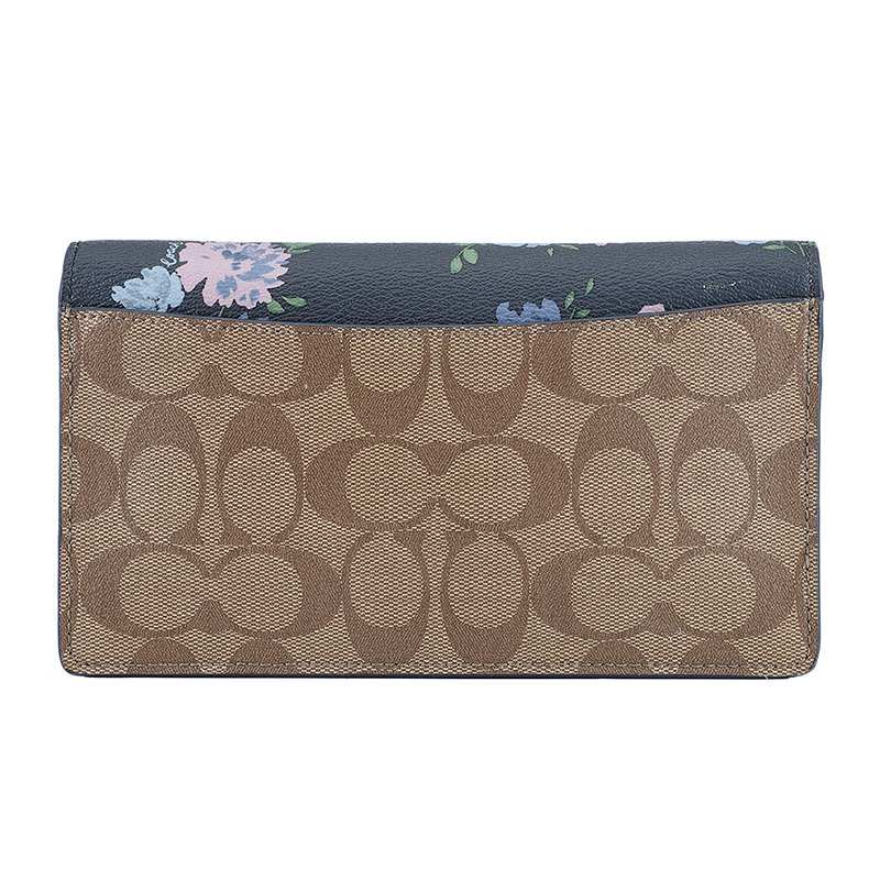 COACH 蔻驰 奢侈品 欧美时尚女士藏青印花印花人造革单肩女斜挎包两用包