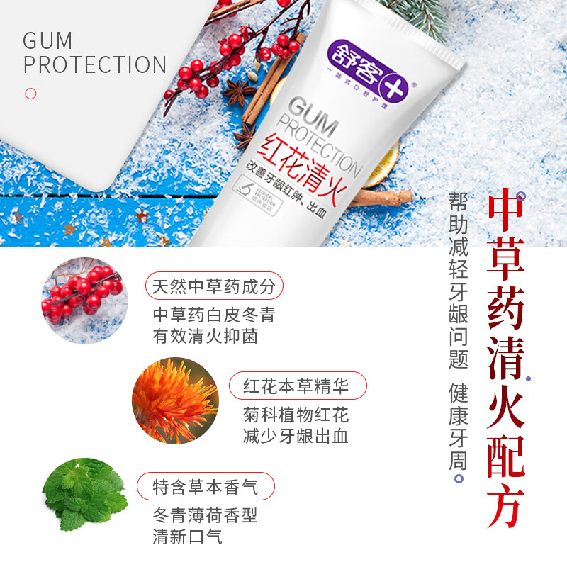 舒客+ 红花清火牙膏120g*1高清大图