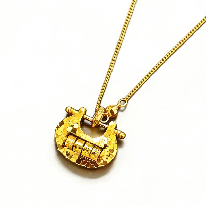 北京黄金 S925 银碎冰冰岁岁平安锁套链 国风百搭银项链高清大图