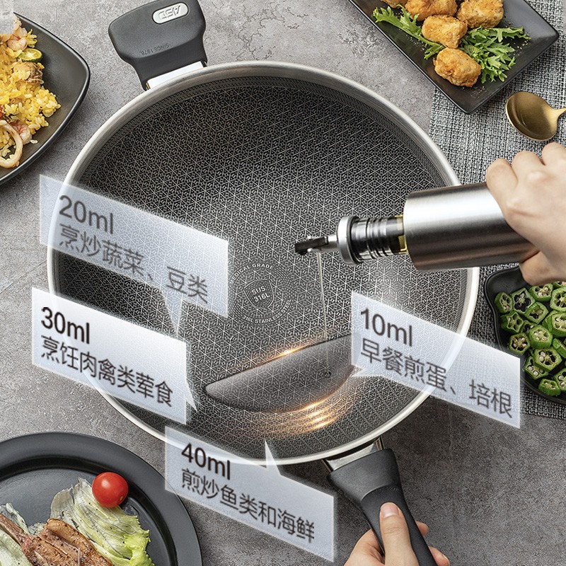 爱仕达（ASD）炒锅防粘锅家用316L不锈钢炒菜锅三层钢蜂窝平底燃气灶电磁炉锅具 316L蜂窝防粘锅- 30cm高清大图