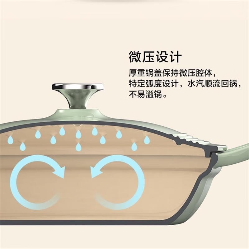 北鼎 珐琅锅铸铁锅 CP581 浅杉绿高清大图