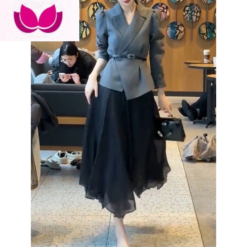 七斓法式高级感减龄小香风西装外套女御姐气质名媛桔梗半身裙套装高清大图