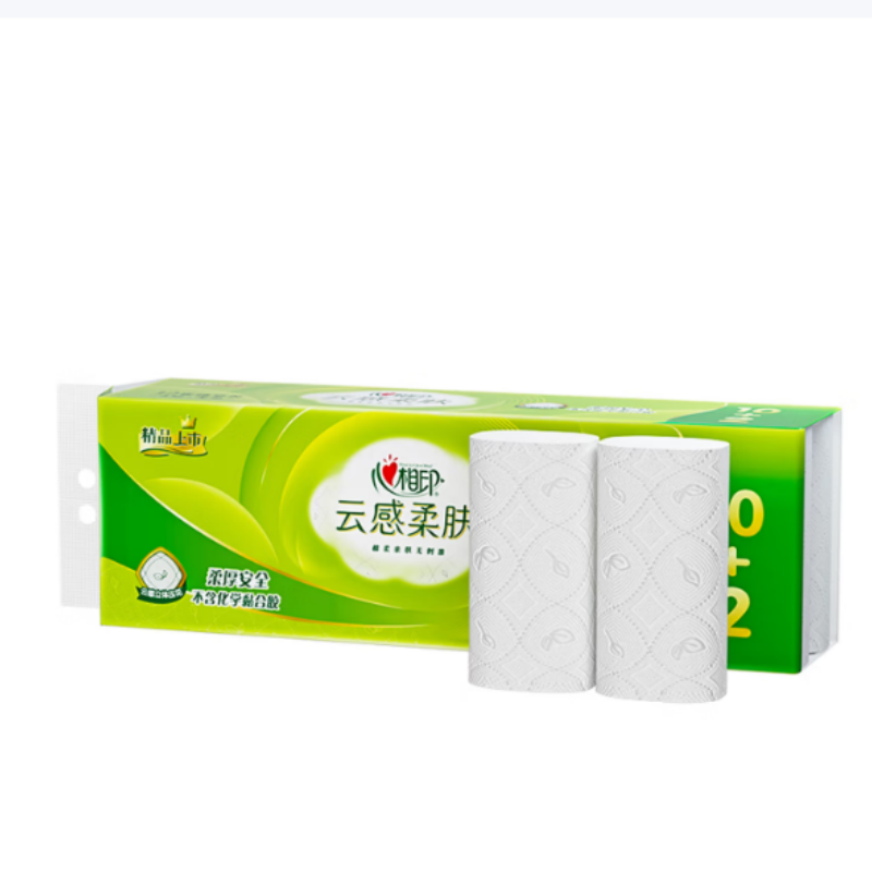 心相印云感柔肤立体压花4层无芯卷纸RW1712 117g/卷*12卷高清大图